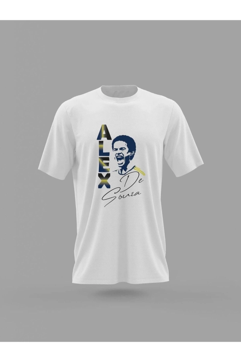 Mavi Alex De Souza Silüet Futbol Portre Imzalı Baskılı T-shirt Pnrmtshrt