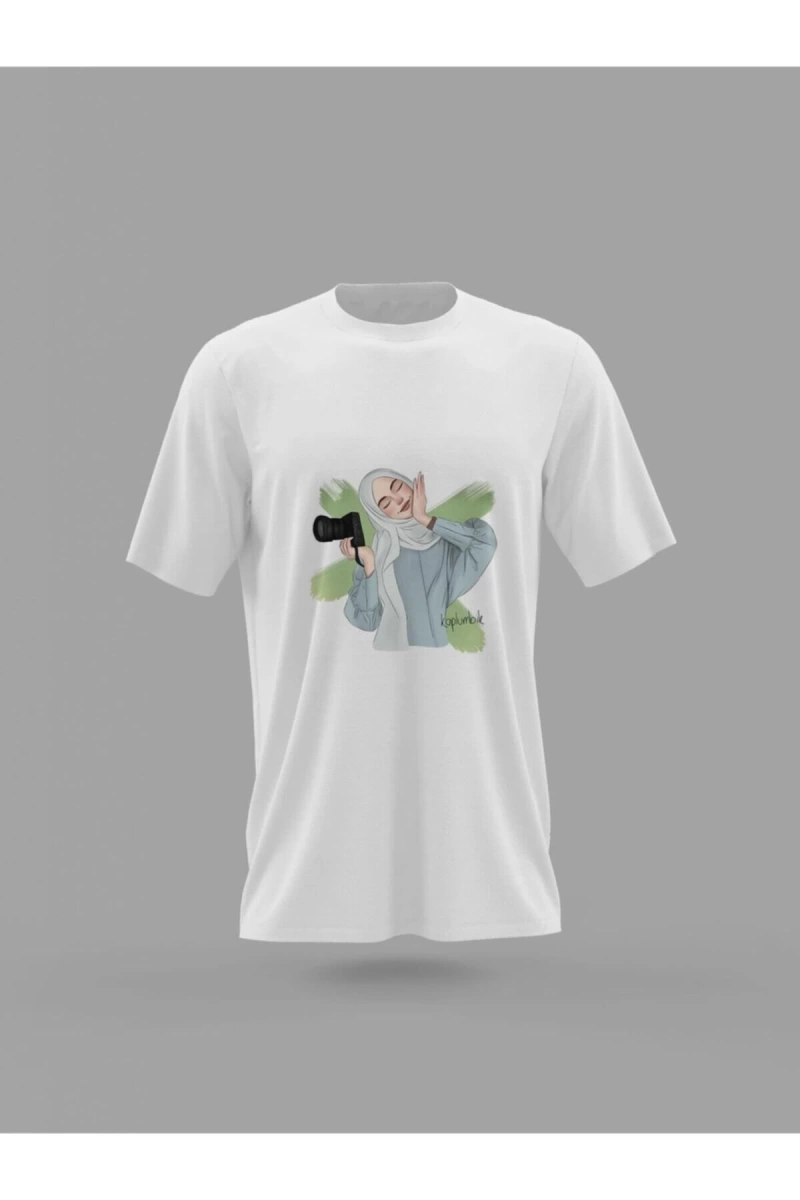 MAVİ Fotoğrafçı Kız Tasarım Baskılı T-shirt