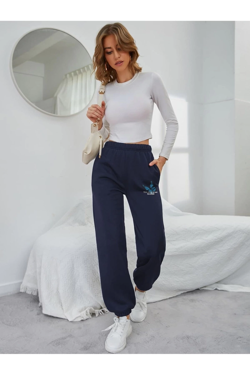 Mavi Kelebek Baskılı Unisex Eşofman