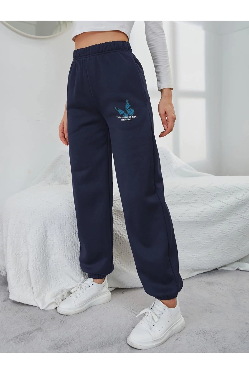 Mavi Kelebek Baskılı Unisex Eşofman