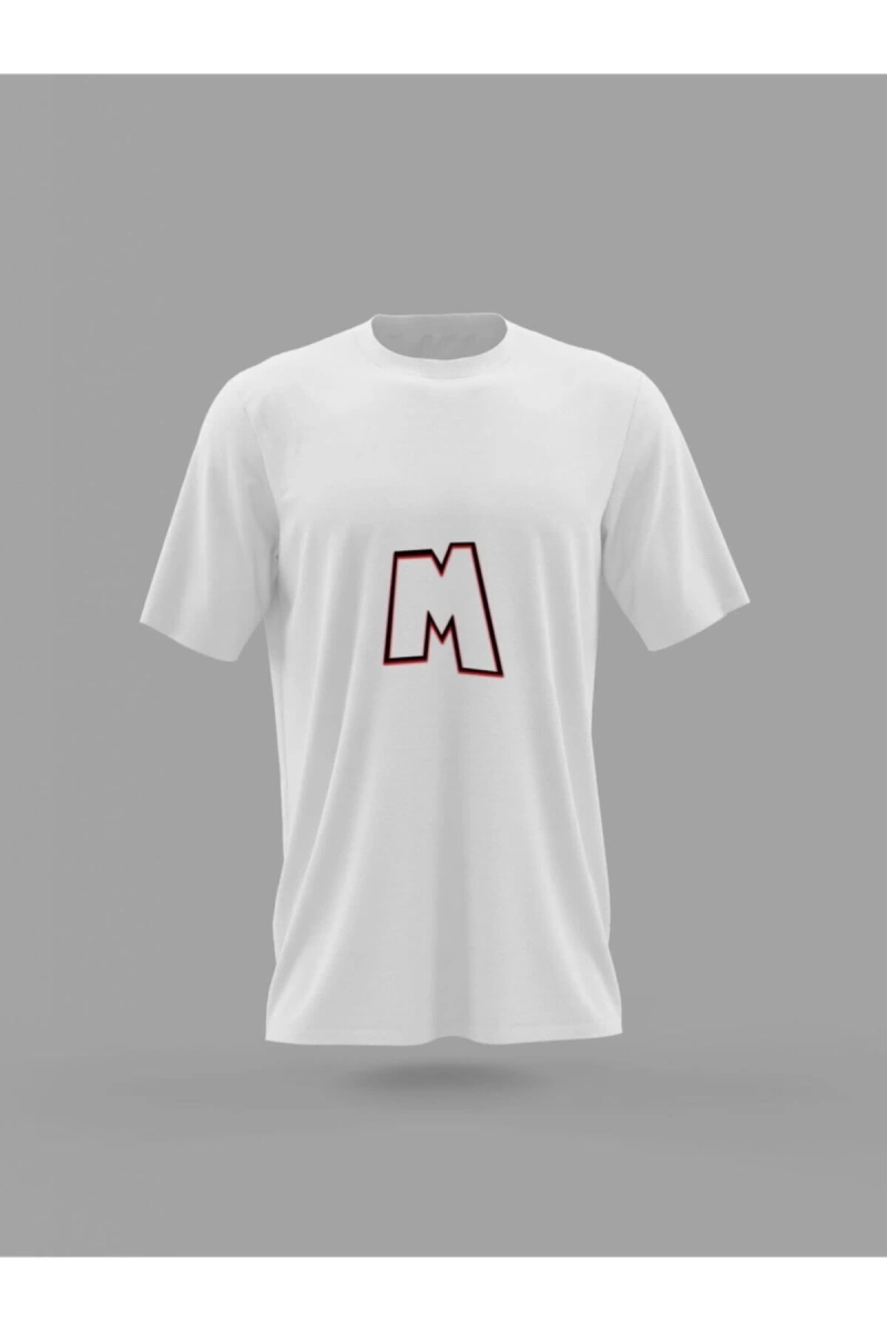 MAVİ M Harfi Baskılı T-shirt PNRMTSHRT1049