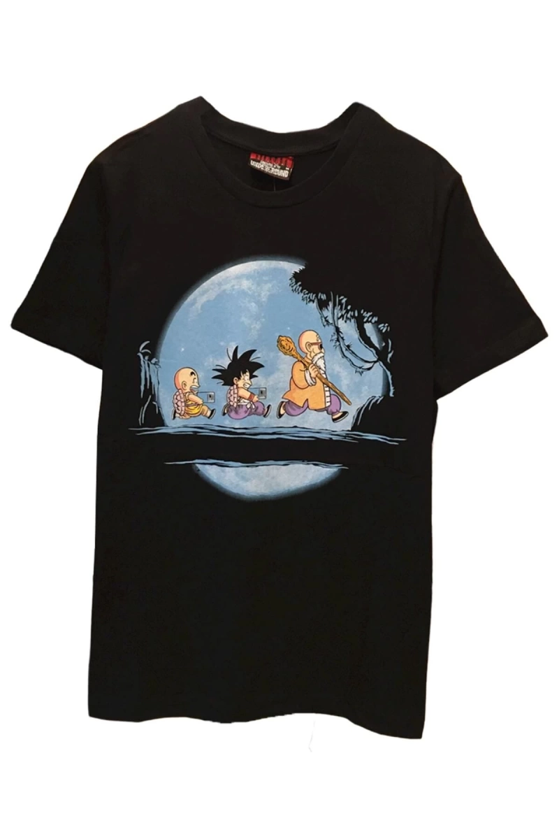 MAVİ Unisex Dragon Ball Z Sırt Baskılı Siyah Tişört DHGF98465132