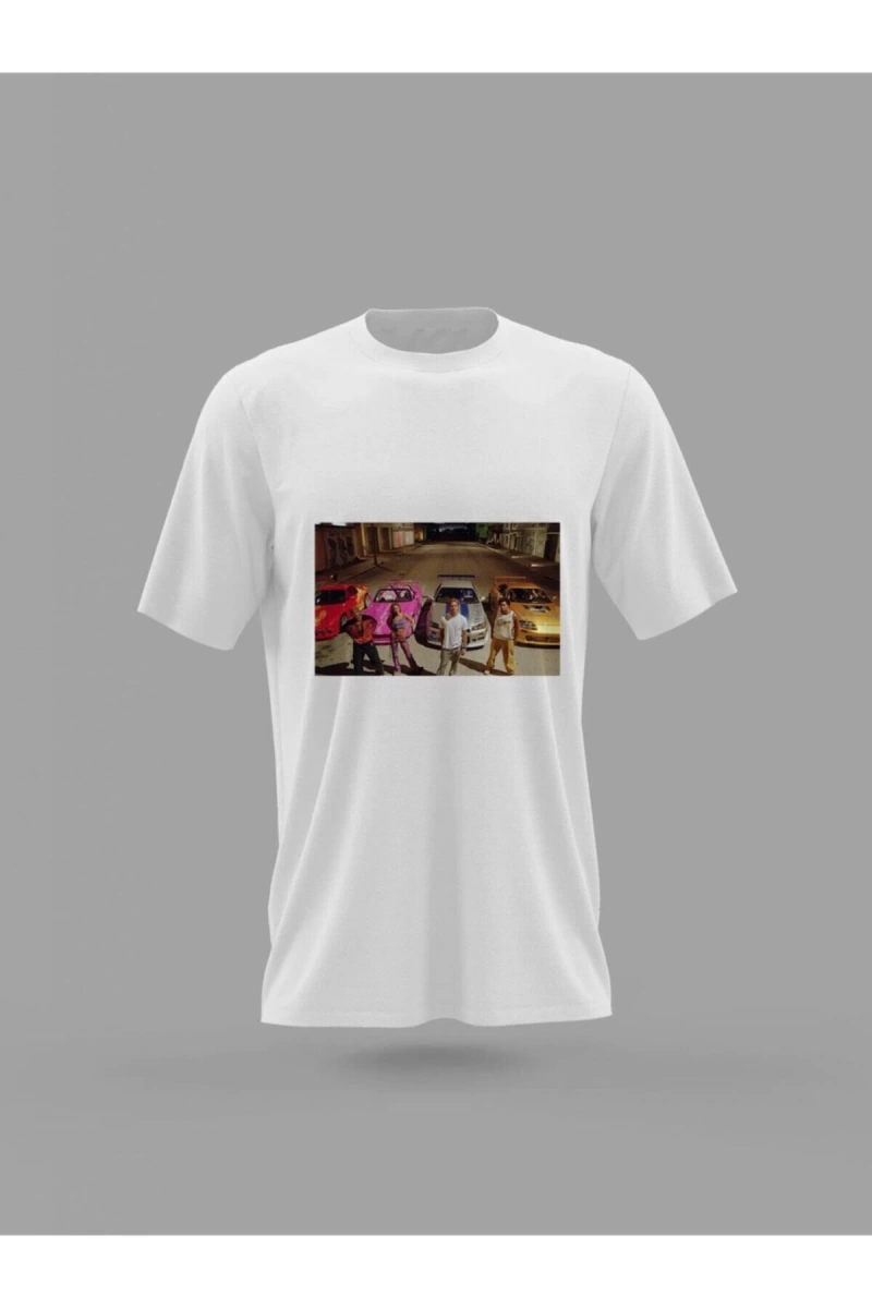 MAVİ Unisex Hızlı Ve Öfkeli 2 Paul Walker Araba Baskılı T-shirt PNRMTSHRT4212
