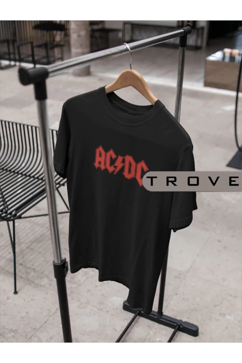 MAVİ Unısex Kadın Erkek Ac/dc Young Kardeşler %100 Pamuk Baskılı Siyah Beyaz T-shirt YOUNGAC