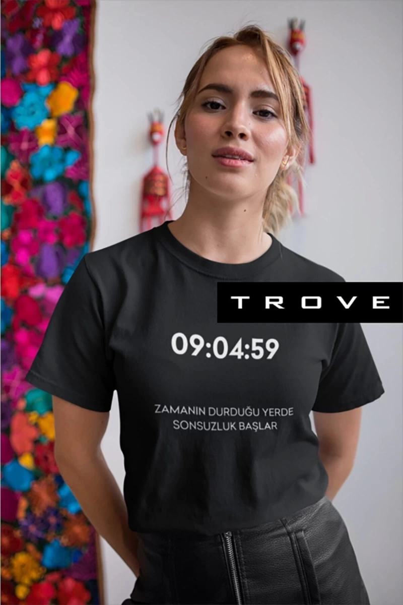 MAVİ Unısex Kadın Erkek Mustafa Kemal Atatürk Zaman Sonsuzluk 09.04.59 % 100 Pamuk Tasarım T