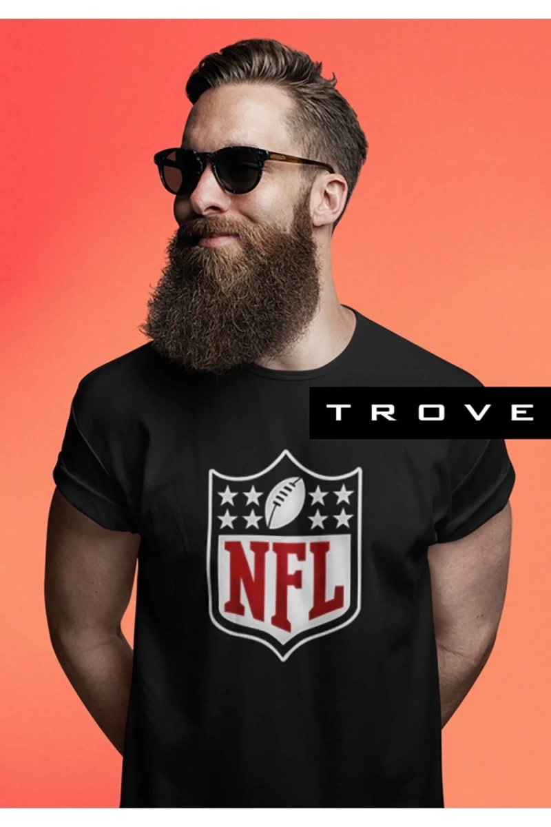 MAVİ Unısex Kadın Erkek Nfl Amerikan Futbolu Canton Baskılı Siyah Beyaz % 100 Pamuk Tasarım