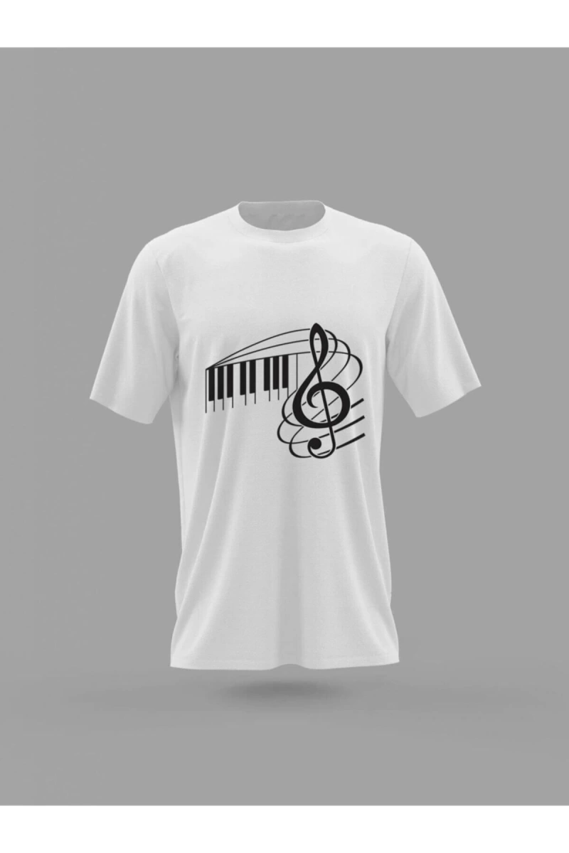 MAVİ Unisex Öğretmenler Günü Müzik Öğretmeni Sol Anahtarı Baskılı T-shirt PNRMTSHRT