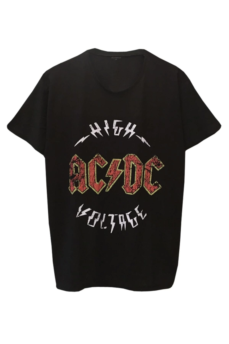 MAVİ Unisex Oversize Rock Müzik Acdc Siyah Tişört ADCD6520
