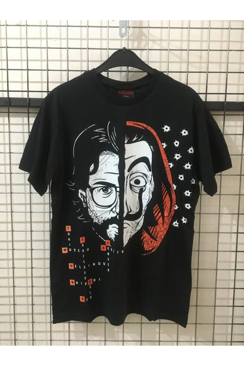 MAVİ Unisex Siyah La Casa De Papel Baskılı T-shirt LGRD5820