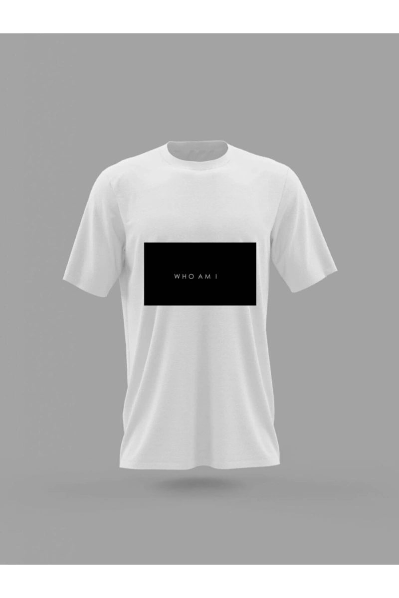 MAVİ Who Am I Ben Kimim Black Siyah Minimal Tasarım Baskılı T-shirt PNRMTSHRT4126