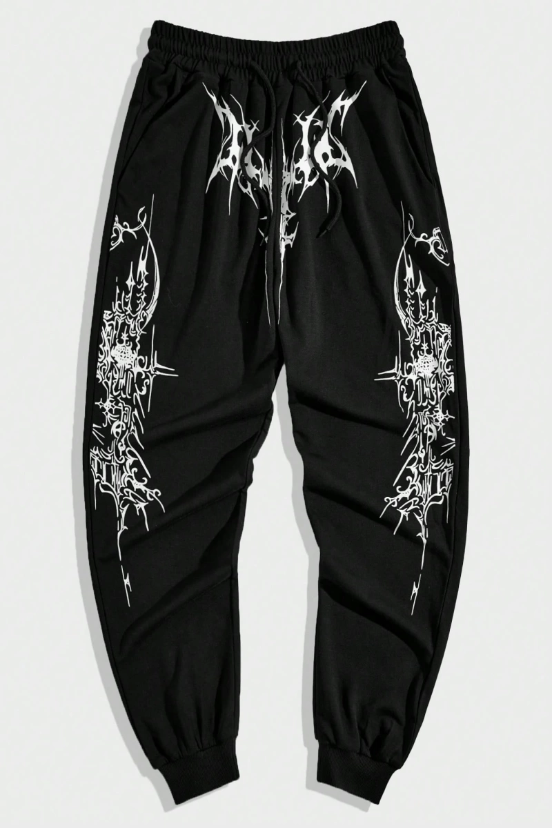 MEN Goth Erkek Gotik Stil Jogger Eşofman Altı, Okul