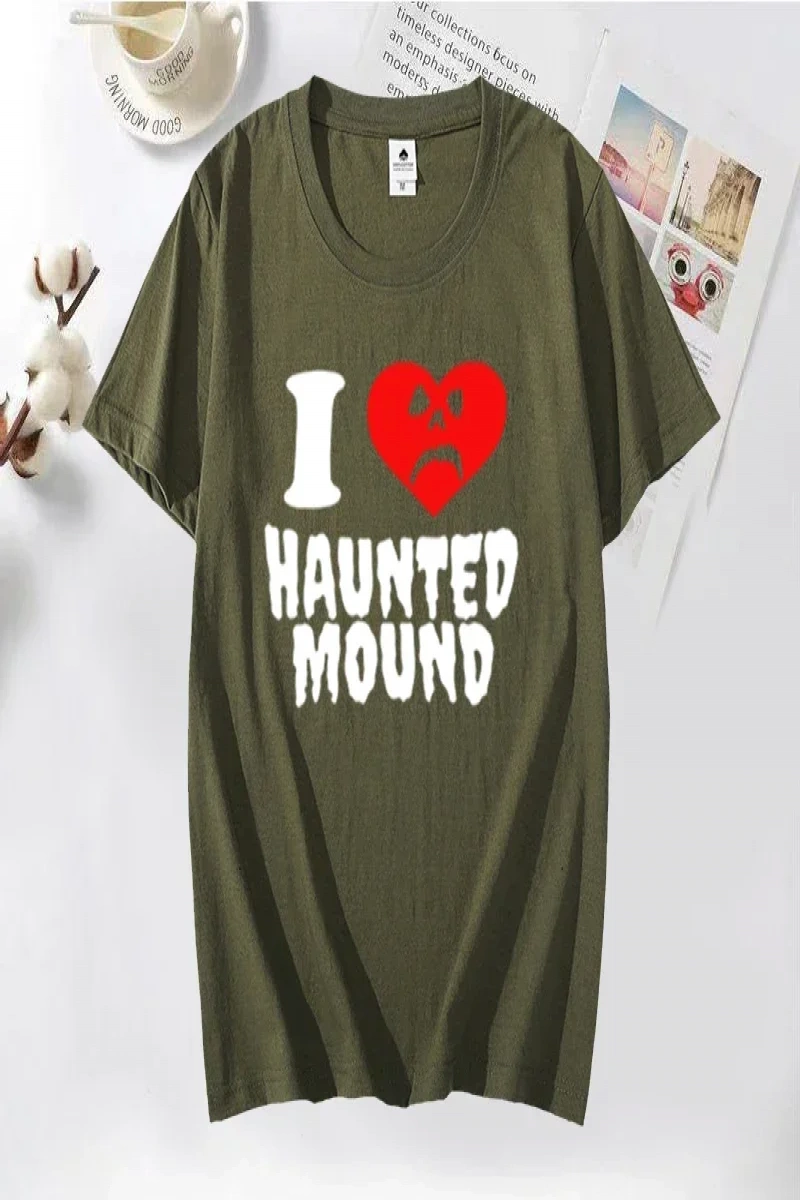 Mezarlık Perili Höyük Seviyorum T-Shirt Popüler Trend Kalp Şekli Baskı T Shirt Erkekler için  2931