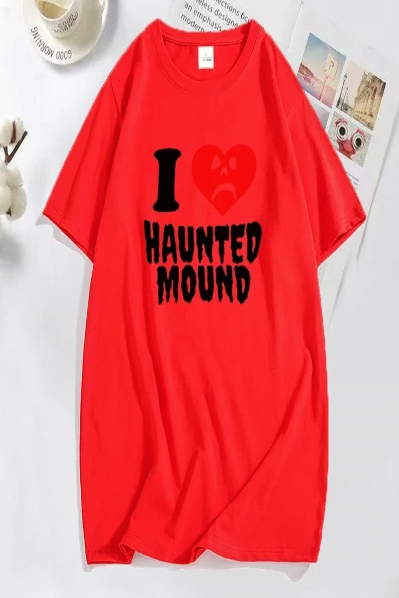 Mezarlık Perili Höyük Seviyorum T-Shirt Popüler Trend Kalp Şekli Baskı T Shirt Erkekler için  2931