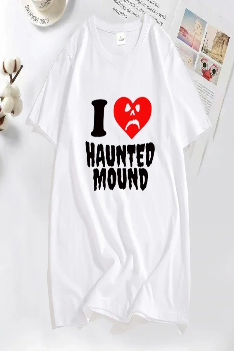 Mezarlık Perili Höyük Seviyorum T-Shirt Popüler Trend Kalp Şekli Baskı T Shirt Erkekler için  2931