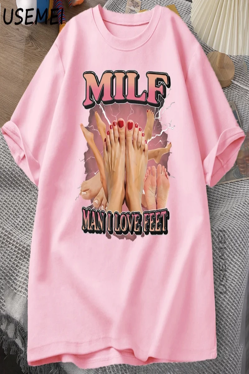 MILF Adam Ayakları Seviyorum T-shirt Erkekler Yetişkin Mizah Komik Gag Tshirt Yuvarlak Boyun  2841
