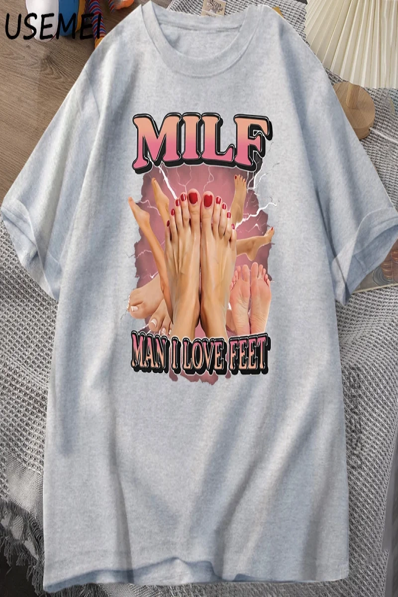 MILF Adam Ayakları Seviyorum T-shirt Erkekler Yetişkin Mizah Komik Gag Tshirt Yuvarlak Boyun  2841