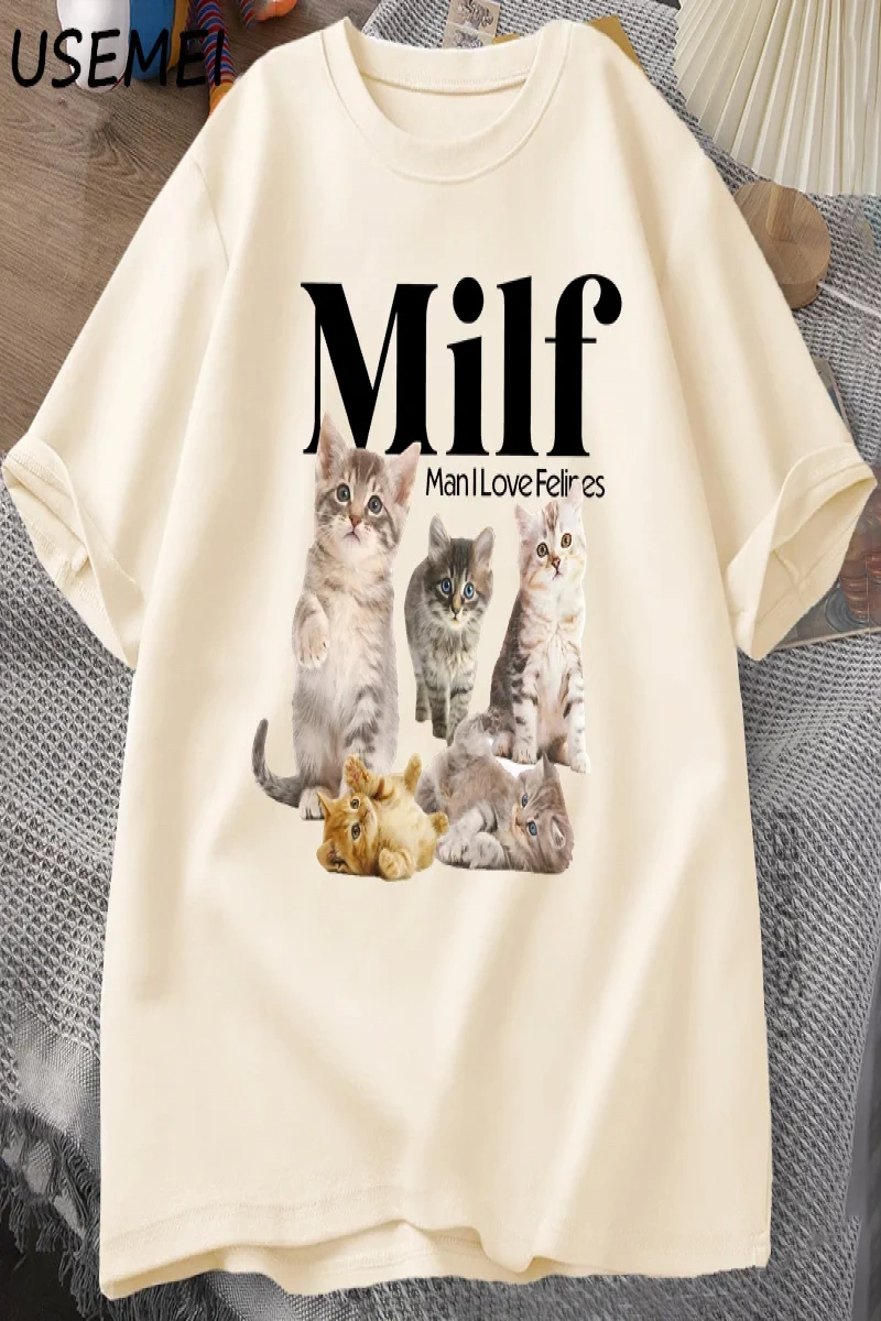 MILF Adam Kedileri Seviyorum Cottagecore Kediler T Shirt Erkekler Kadınlar için Kedi Sevgilis 2921
