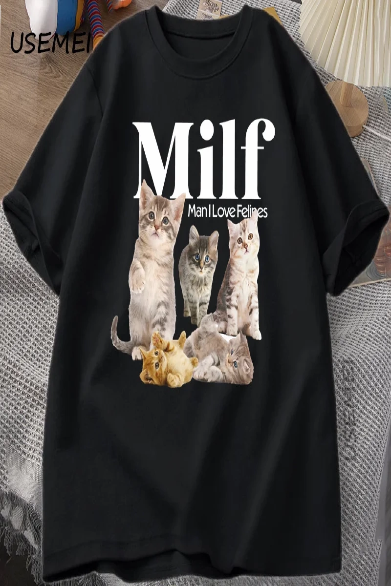 MILF Adam Kedileri Seviyorum Cottagecore Kediler T Shirt Erkekler Kadınlar için Kedi Sevgilis 2921