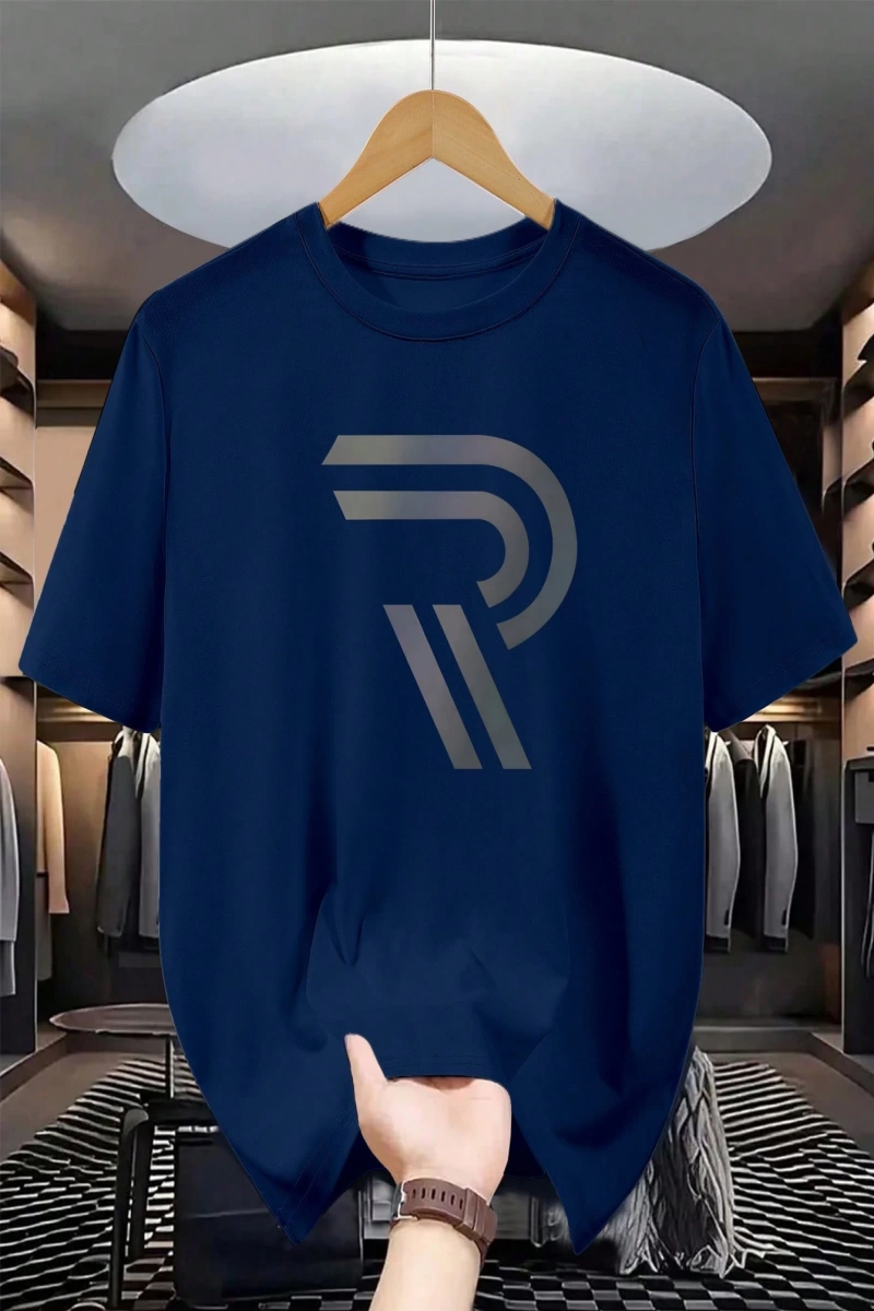 Moda Dalga Desenli Erkek Kısa Kollu Tişört, Yaz