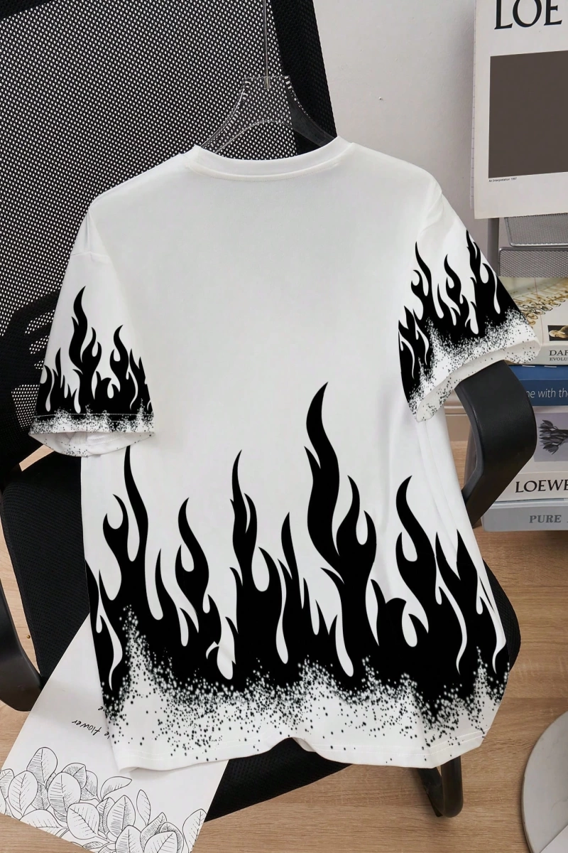 Moda Dalga Desenli Erkek Kısa Kollu Tişört, Yaz