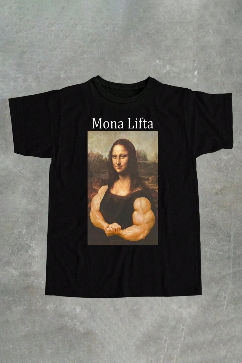 Monalift Komik Mona Lisa Fitness Tasarım Erkek Standart Tişört