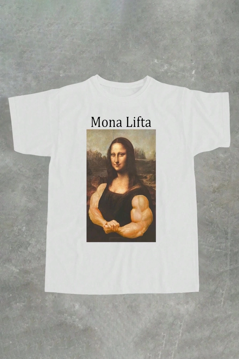 Monalift Komik Mona Lisa Fitness Tasarım Erkek Standart Tişört