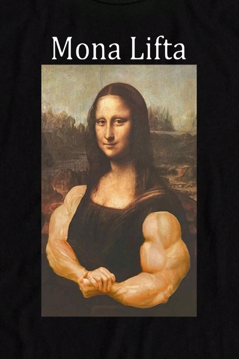 Monalift Komik Mona Lisa Fitness Tasarım Erkek Standart Tişört
