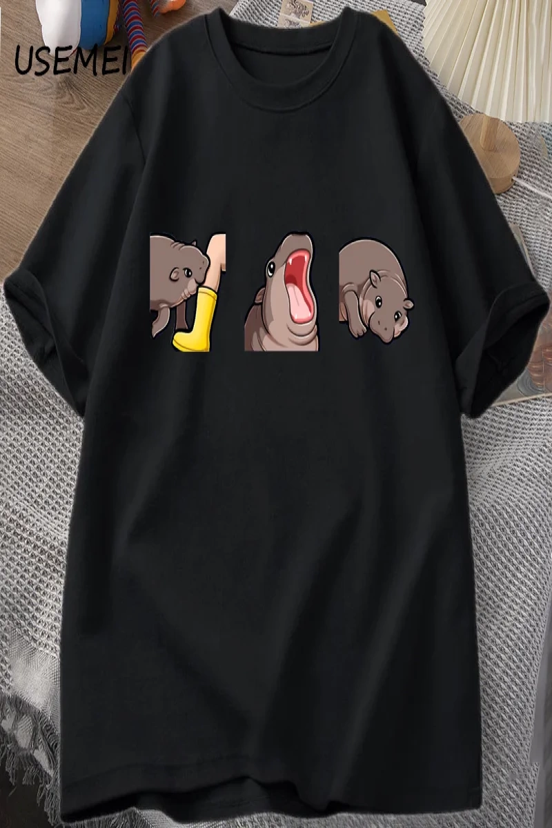 Moo Deng T Shirt komik bebek Hippo Moo Deng Gang T-shirt sevimli bebek Pygmy Hippo Moo Deng T 2882