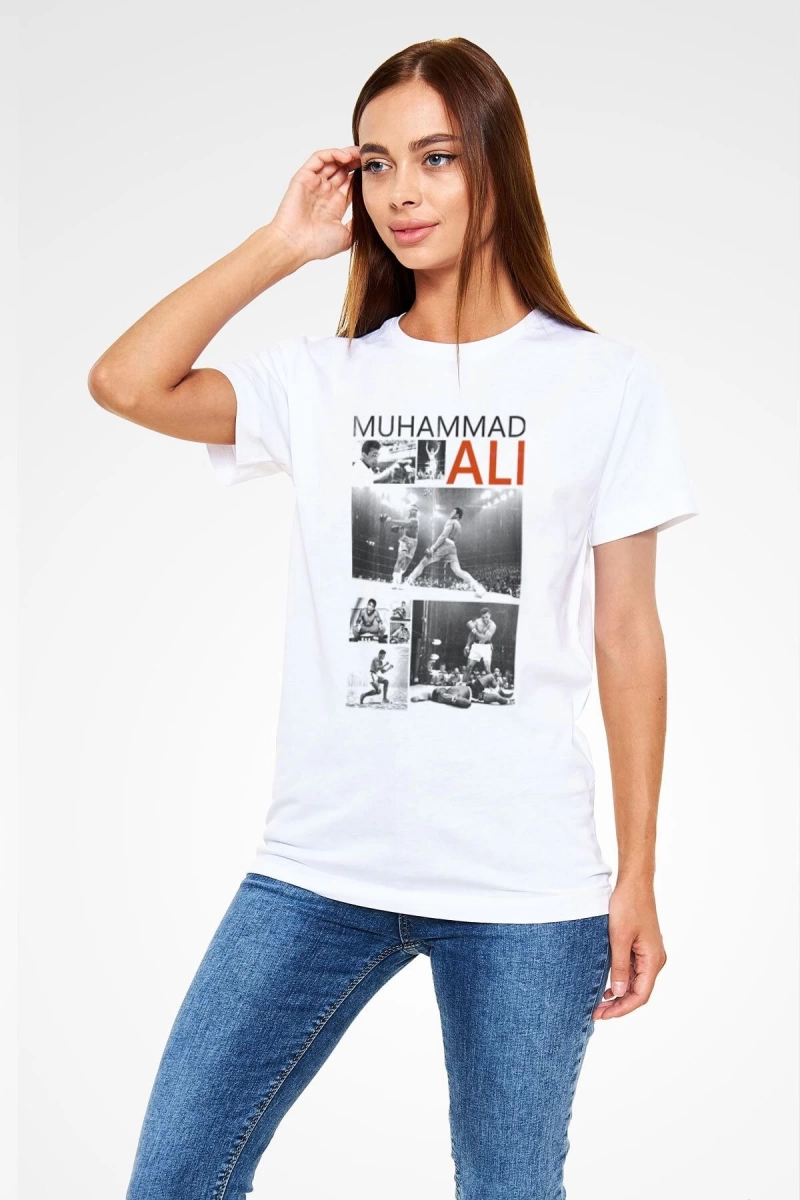 Muhammed Ali Beyaz Unisex Tişört T-shirt