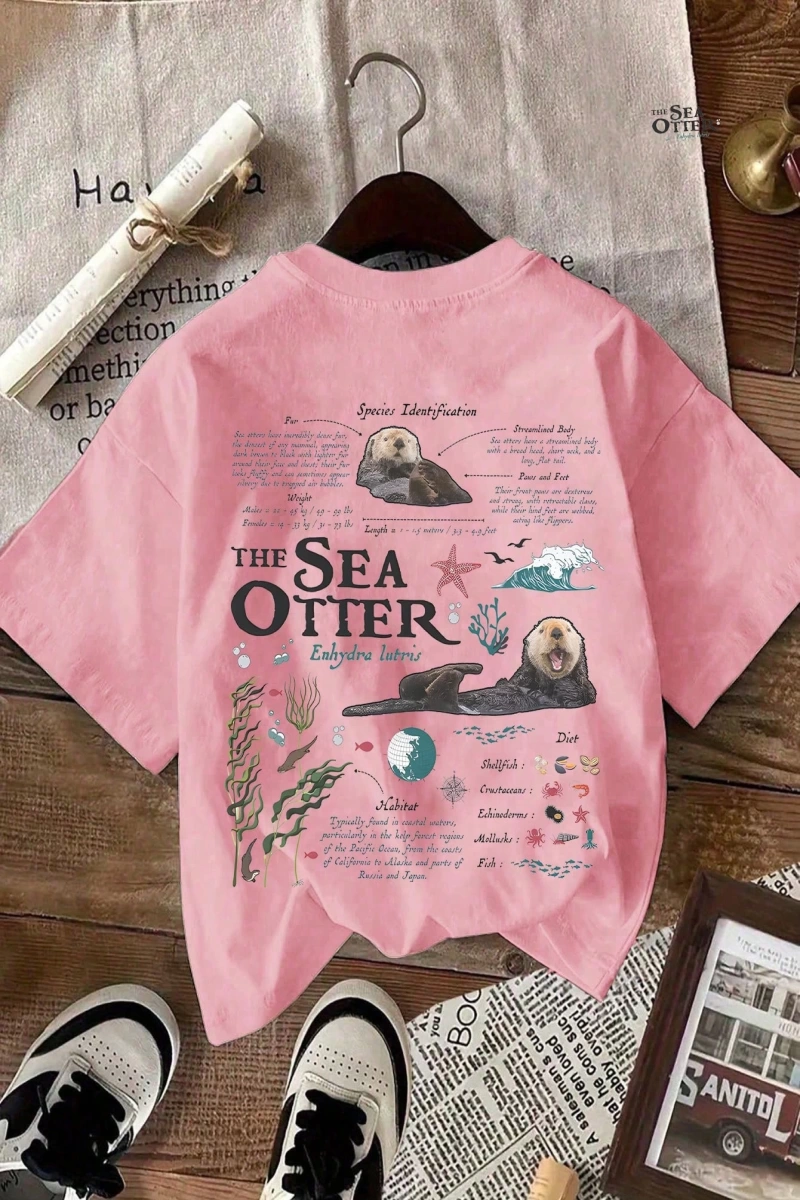 NewVintage Deniz Samuru Biyoloji Grafik Tişört, Rahat Yuvarlak Yaka Kısa Kollu Tişört