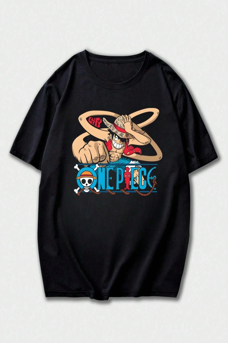 ONE PIECE Baskılı Kısa Kollu Günlük Tişört Erkekler İçin, Yaz