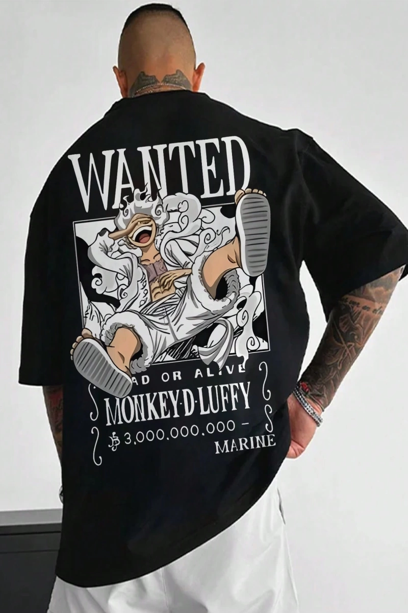 ONE PIECE One Piece İşbirliği Aranıyor Poster Baskı Rahat Karikatür Kısa Kollu Tişört Erkekle