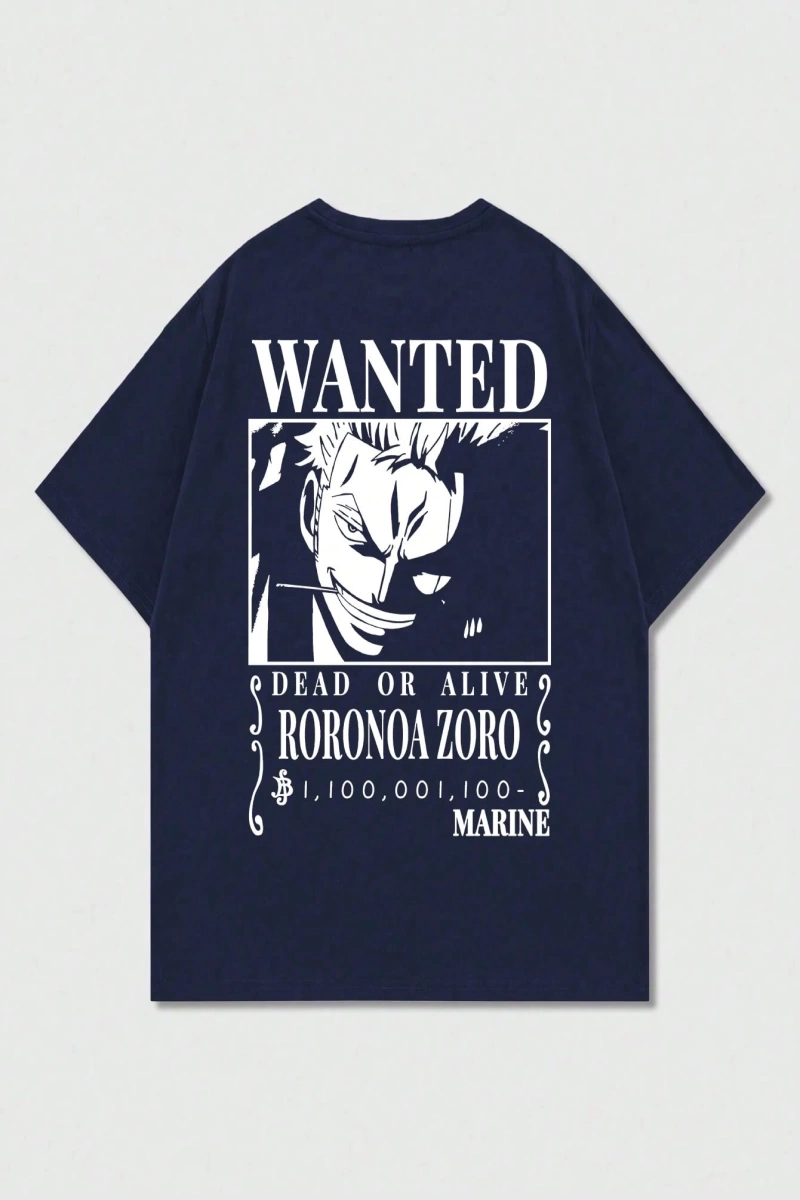 ONE PIECE One Piece İşbirliği Roronoa Zoro Aranıyor Poster Baskı Rahat Karikatür Kısa Kollu T