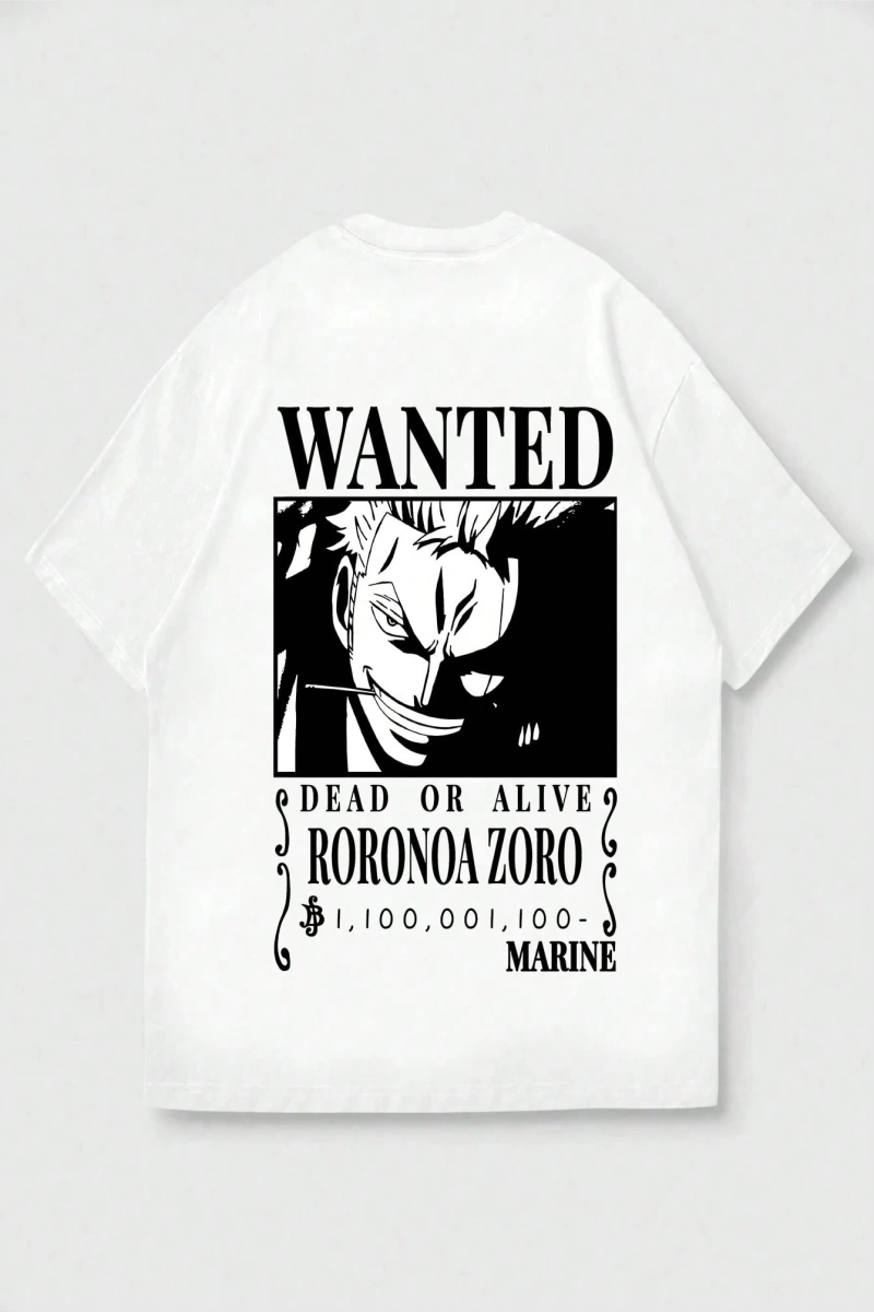 ONE PIECE One Piece İşbirliği Roronoa Zoro Aranıyor Poster Baskı Rahat Karikatür Kısa Kollu T