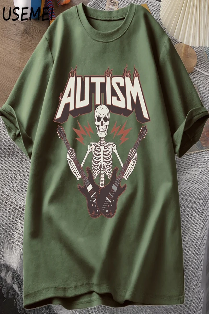 Otizm Süper Güç Komik İskelet Meme T Shirt Garip Belirli Saldırgan T Shirt Erkekler Rahat Pam 2986
