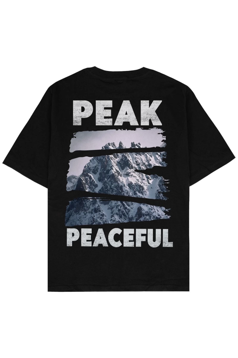 Peak Peace Siyah Oversize Unisex T-shirt