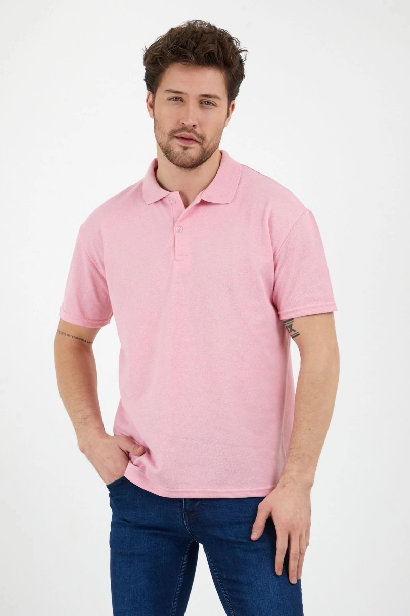 Pembe Dar/slim Fitt Polo Yaka Tshirt Ve Kolye