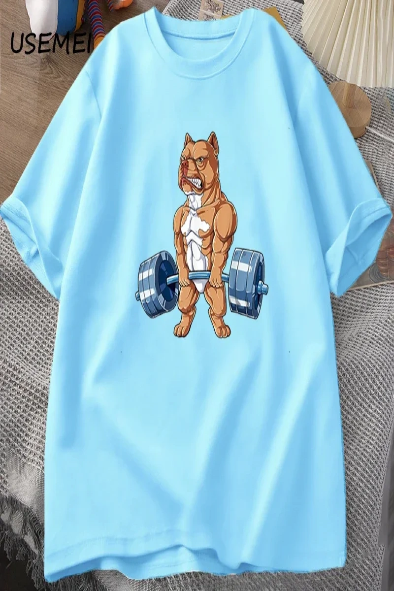 Pit Bull halter T-shirt komik Deadlift erkekler spor salonu Tshirt erkek pamuk kısa kollu O b 3001