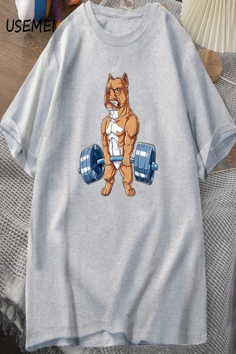 Pit Bull halter T-shirt komik Deadlift erkekler spor salonu Tshirt erkek pamuk kısa kollu O b 3001