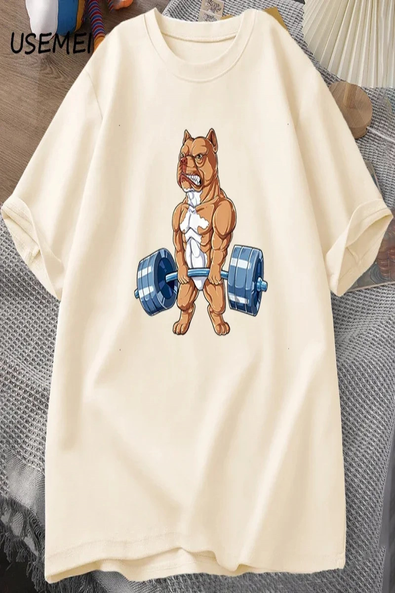 Pit Bull halter T-shirt komik Deadlift erkekler spor salonu Tshirt erkek pamuk kısa kollu O b 3001