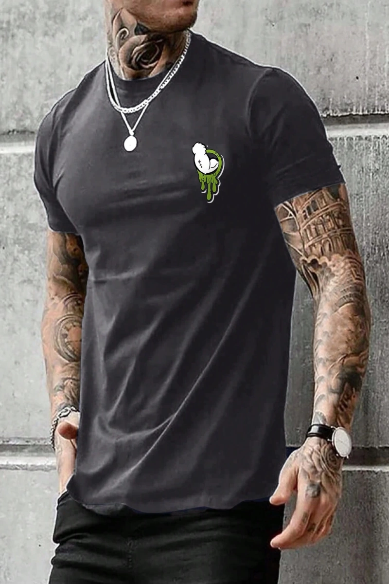Popeye Collab Erkek Günlük Karikatür Baskılı Kısa Kollu Tişört, Yaz