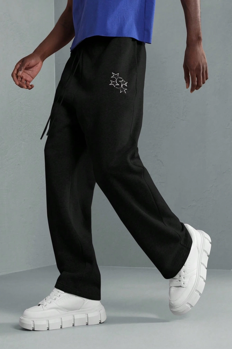 Premium Drop Crotch Eşofman Altı Rahat Kesim Atletik Jogger Yıldız Logolu Ev Giyimi El