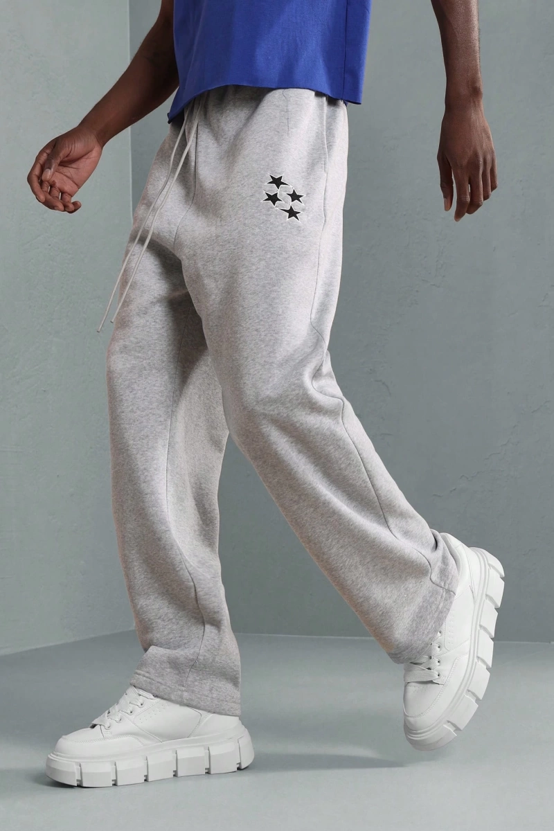 Premium Drop Crotch Eşofman Altı Rahat Kesim Atletik Jogger Yıldız Logolu Ev Giyimi El