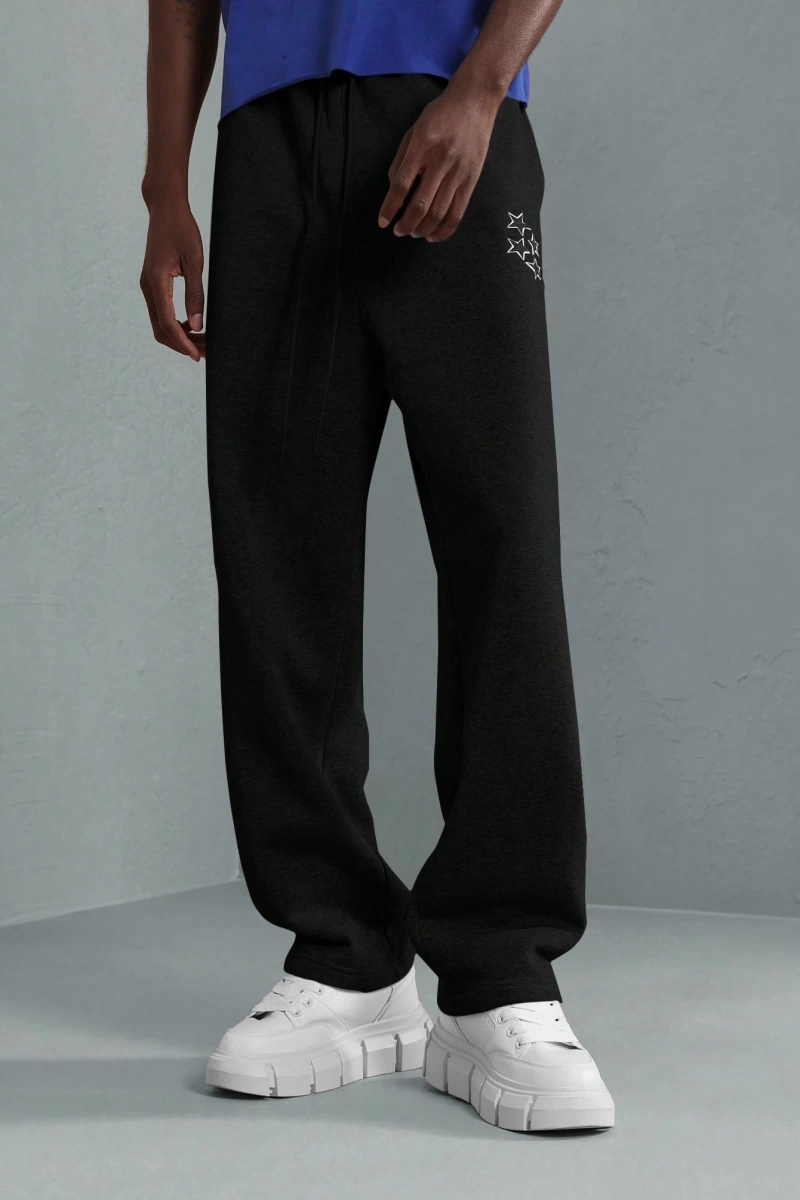 Premium Drop Crotch Eşofman Altı Rahat Kesim Atletik Jogger Yıldız Logolu Ev Giyimi El