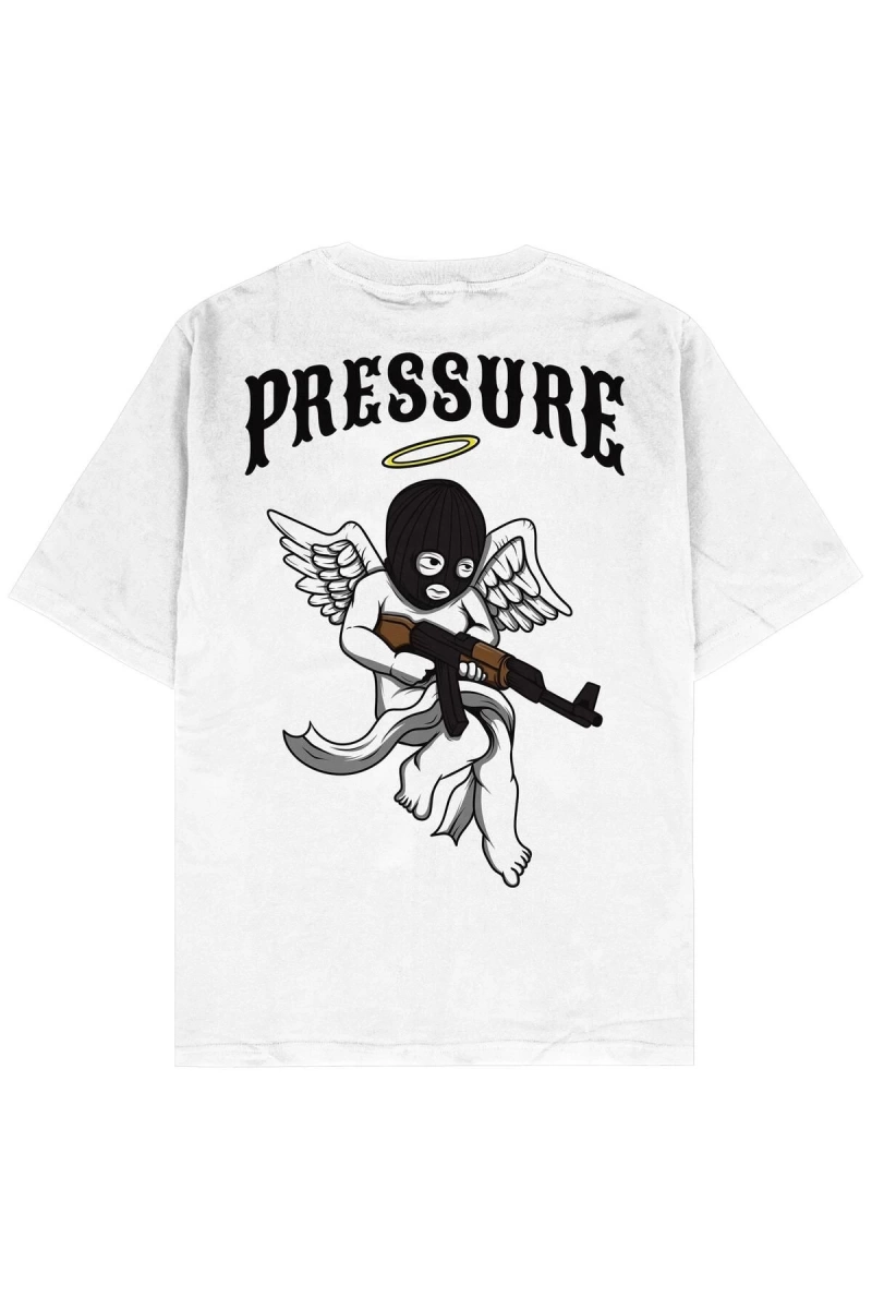 Pressure Beyaz Oversize Unisex T-shirt