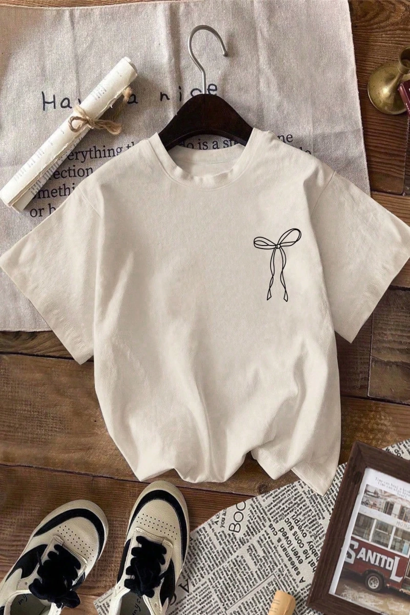Rahat Çok Yönlü Minimalist Düz Renk Yuvarlak Yaka Kısa Kollu Tişört