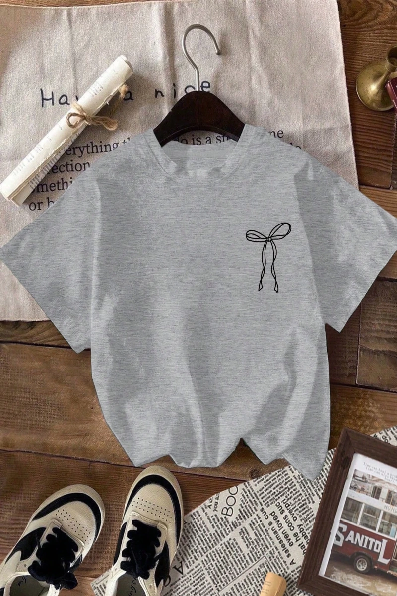 Rahat Çok Yönlü Minimalist Düz Renk Yuvarlak Yaka Kısa Kollu Tişört