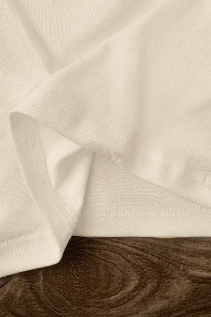 Rahat Çok Yönlü Minimalist Düz Renk Yuvarlak Yaka Kısa Kollu Tişört