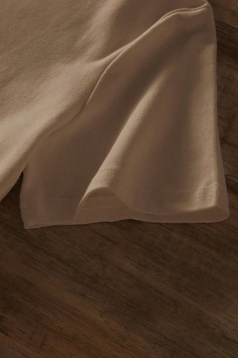 Rahat Çok Yönlü Minimalist Düz Renk Yuvarlak Yaka Kısa Kollu Tişört