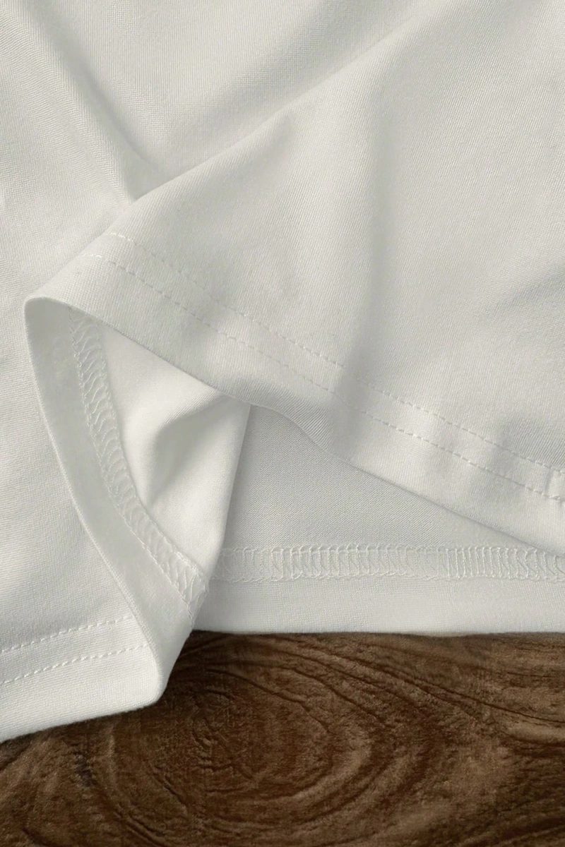 Rahat Çok Yönlü Minimalist Düz Renk Yuvarlak Yaka Kısa Kollu Tişört